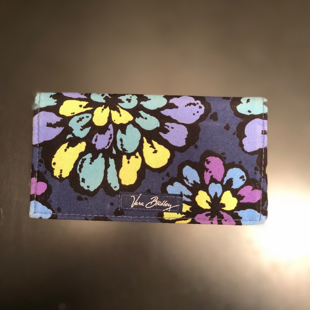 Vera Bradley Checkbook Cover Indigo Pop Fabric